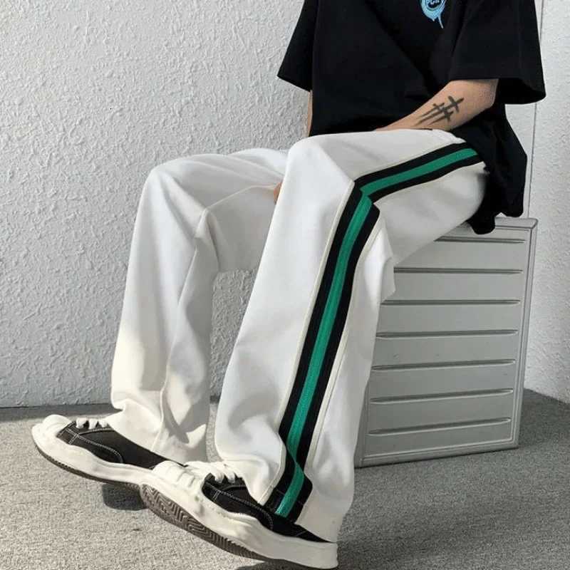 Male Sweat Pants Track Sport Trousers Straight Sweatpants for Men Athletic Stripe Wide Leg Black Stylish Casual New Items in Y2k y250716