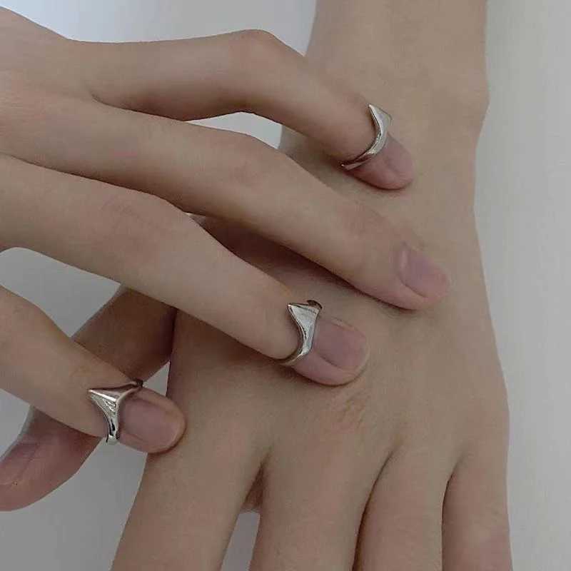 4 Pcs Y2k Metal Index Finger Rings Punk Hiphop Gothic Geometric Buckle Joint Tail Ring For Women Men Jewelry Gift S250716