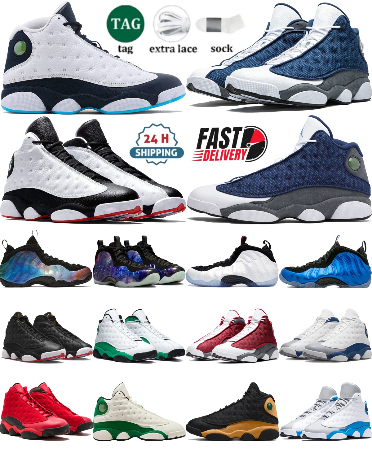 13s Basketball Shoes jumpmam13 Men Designer sports shoe he got game playoffs midnight navy white dune red wheat blue grey trainer outdoors motion running shoes