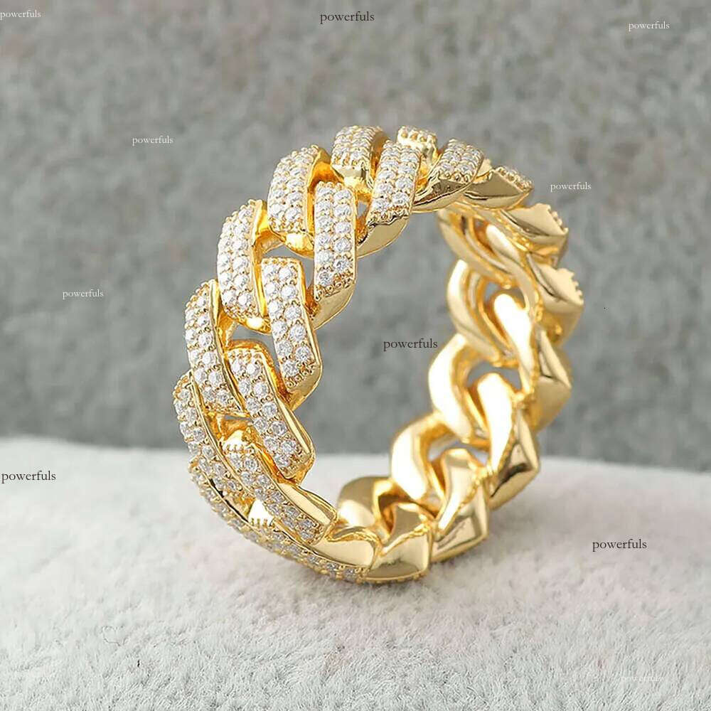 10K/14K/ Solid Gold Hip Hop link VVS Moissanite Cuban Ring For Men or Women