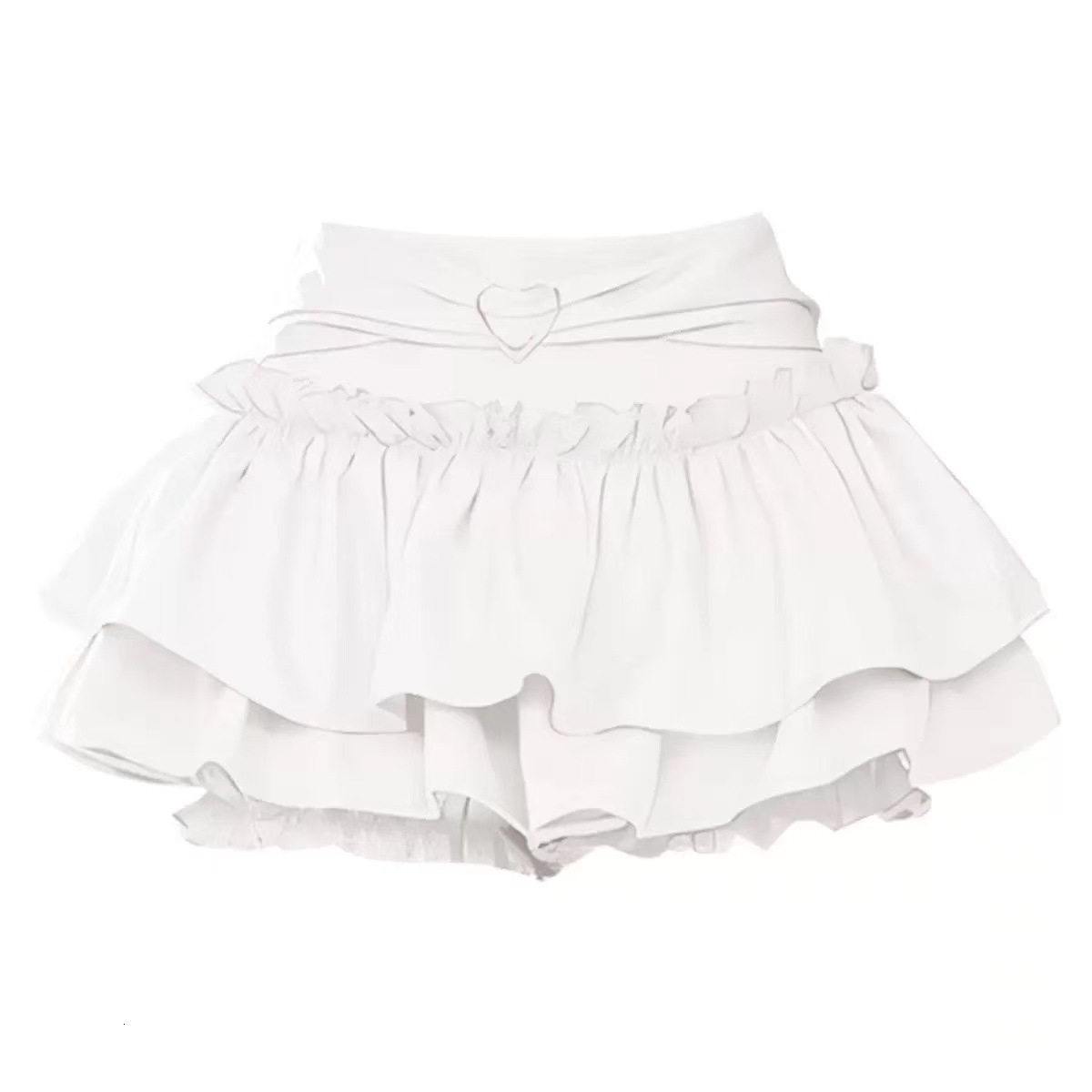 2025 Spicy Girl Y2K Lace Heart Cake Puffy Half Skirt Women Summer Elastic Waist A-Line Anti-Exposure Short