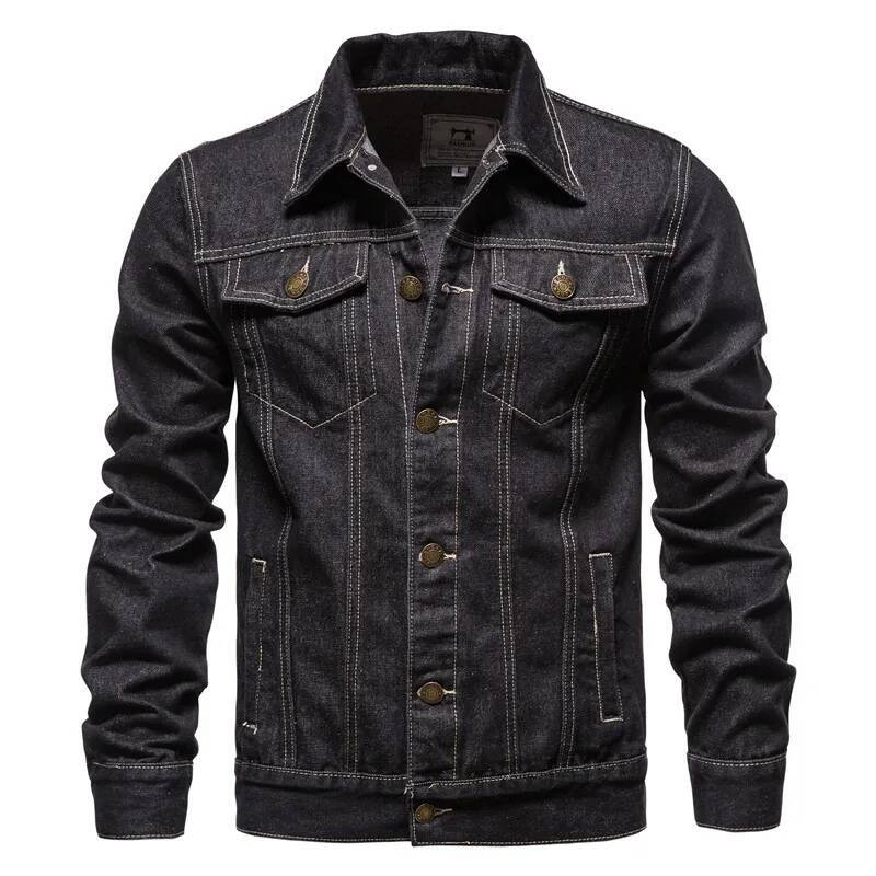 2026 Autumn Men Solid Denim Fashion Motorcycle Vintage Jeans Jackets Hommes Slim Fit Cotton Casual Black Blue Coats