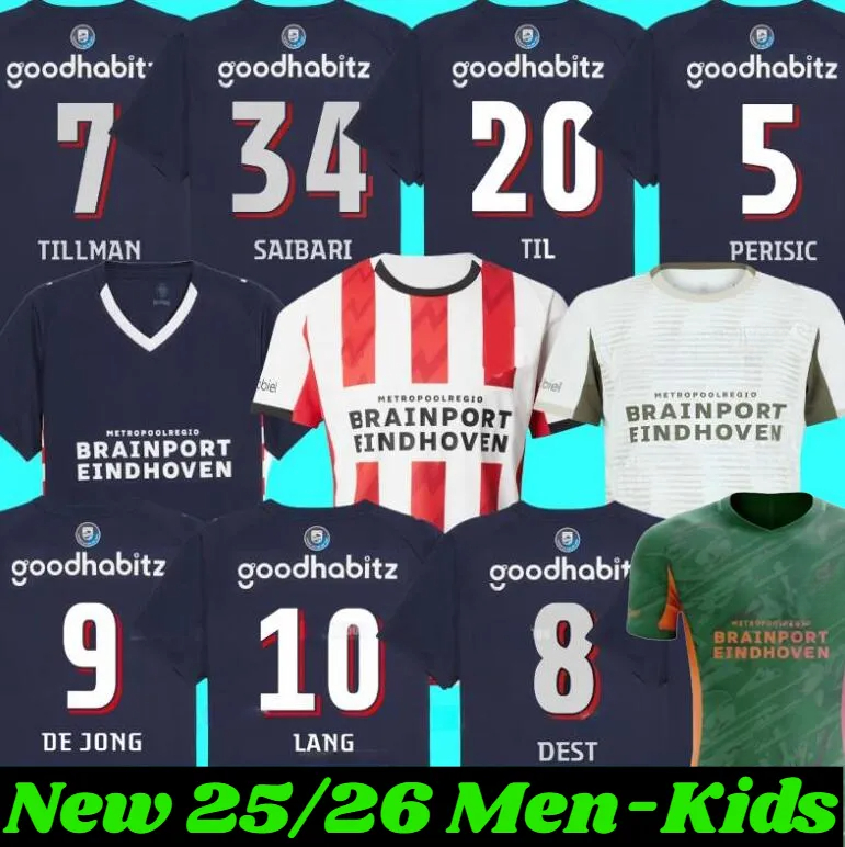 25 26 Eindhoven PSVs Soccer Jerseys 2024 2025 Hazard home Away Third FABIO Sia 2026 Men It Football Shirts Kids Set TOP Kits LANG DEST DE JONG TILLMAN 10 BAKAYOKO PEPI