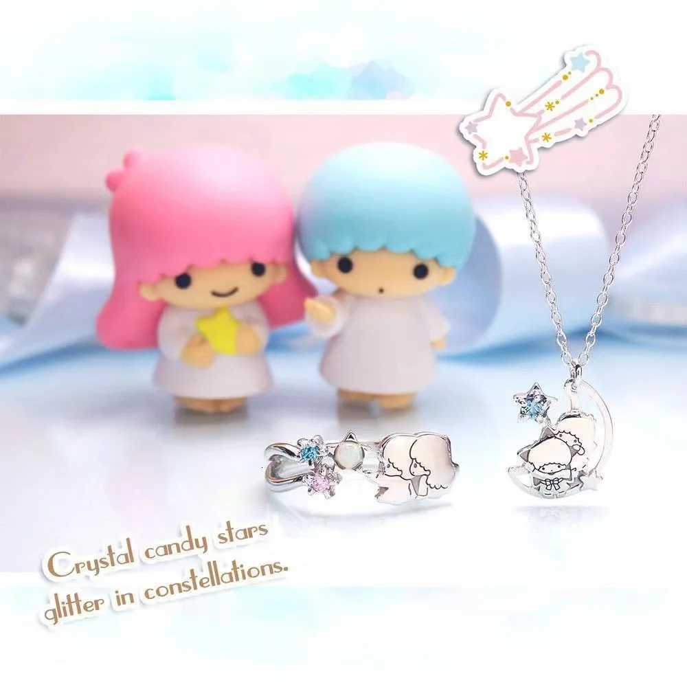 Sanrio Kawaii Hello Kitty Bow Star Ring Anime Sanrio Gemini Star Open Ring Couple Hand Ornament Girl Holiday Gifts w250716