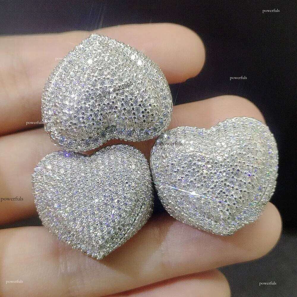 Iced Out Moissanite Engagement Hip Hop Fashion Sier Jewelry Heart Shape Dia Wedding Rings for Men Women