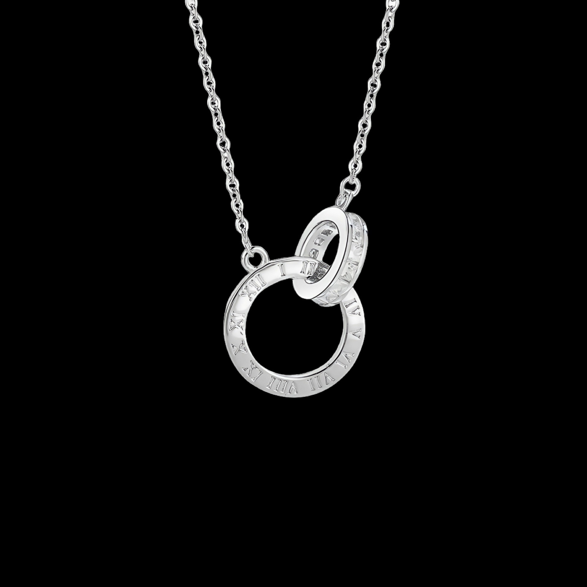 Timeless Silver - Toned Necklace With Roman Numerals And Rhinestone Accent Classic Elegance For Daily & Special Occasions High - Quality Jewelry