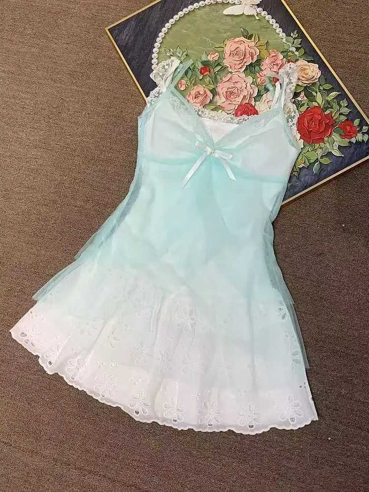 2025 Fashion Sweet Slim Lace Dress Women Design Chic Bow Sling Patchwork Dresses Female Pretty New Skinny Summer Beach Dress R250716