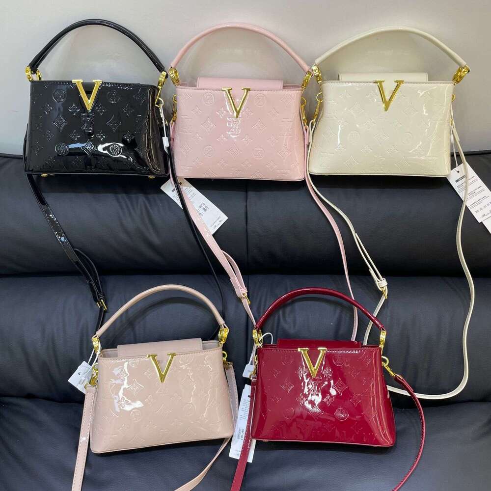 Fashion Patent Leather Handheld Bucket Bag 2025 New Fashion Single Shoulder Crossbody Commuter Versatile Niche Brand Elegant Women