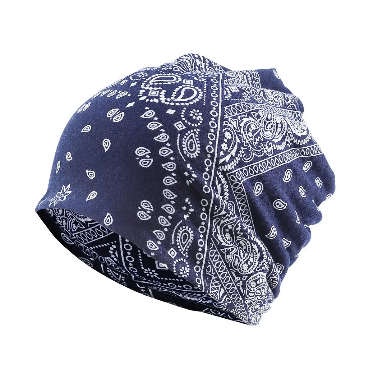 Cashew Flower Printed Beanies Scarf Hat Dual-Use Skullies Spring Autumn for Women Men Windproof Ear Protection Stacked Caps 250715