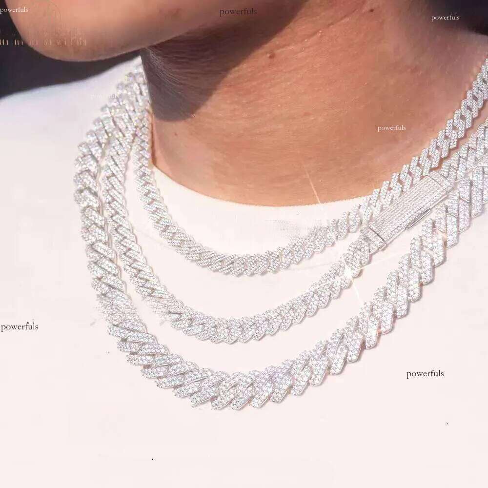 Designer necklace VVS diameter 2 rows 8 10 12 15 mm S Sier GRA Moissanite Necklace Men's Hip Hop Cuban Chain Fashion Jewelry