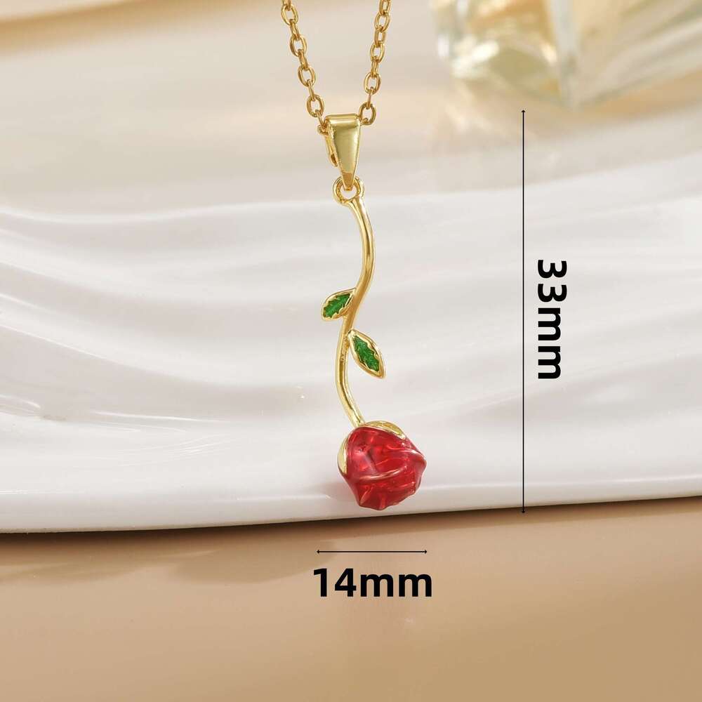 Tiktok Tulip Rose Flower Necklace For Women, Light Niche Design, Ins Style, High-End Titanium Steel Collarbone Chain 222