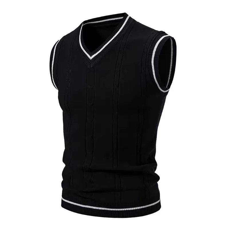 Autumn and Winter Mens Warm Sweater Vest Fashionable Casual College Style Knitted Sweater 250716