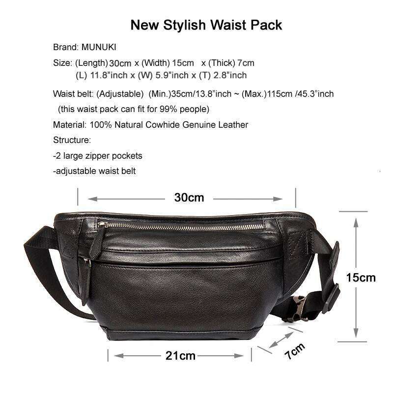 New Fashion Men's Genuine Bag Chest Leather Waist Pack Male Fanny Bum Money molle Belt bag Pouch