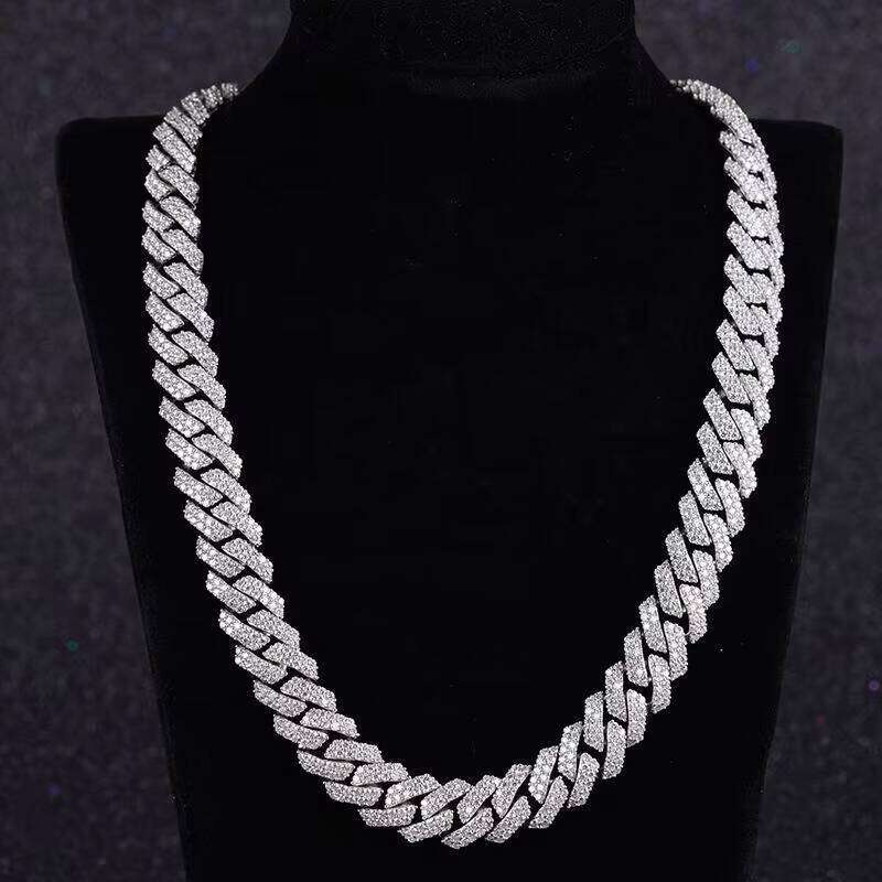 Top Jewelry Necklace Hip Hop jewelry bracelet necklace passes 100% diamond testashionable Pure Sier Moissanite Cuban Chain Necklace