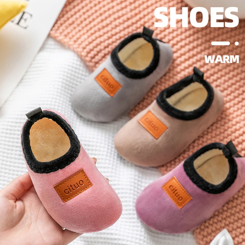 Winter Warm Baby Slippers Toddler Plush Floor Sock Shoes Boys Girl Children Soft Anti-slip Walking Shoes Indoor Home Kids Shoes 250716