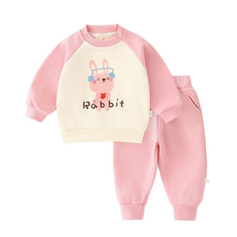 2025 fall new children's sweater set boys cartoon spelling sleeve sweater baby sweater pants two-piece set