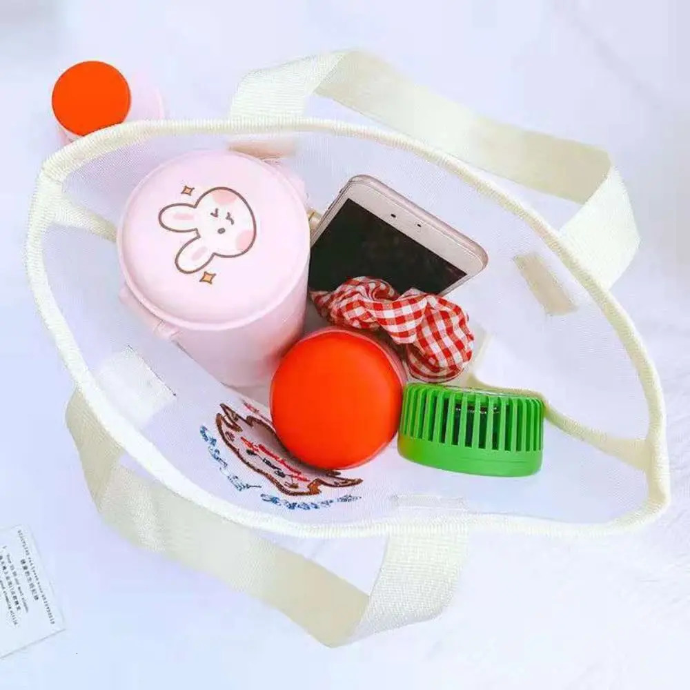 INS Cute Bear Cosmetic Bag Women Fashion Handbag Transparent Mesh Makeup Case Summer Convenient Swimming Outdoor Beach Bag 250714