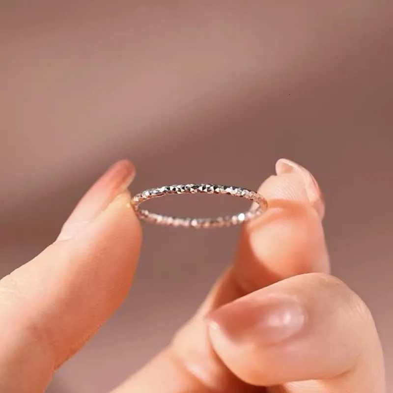 1mm Thin Stackable Ring Stainless Steel Faceted Ring for Women Girl Size 4-10 S250716