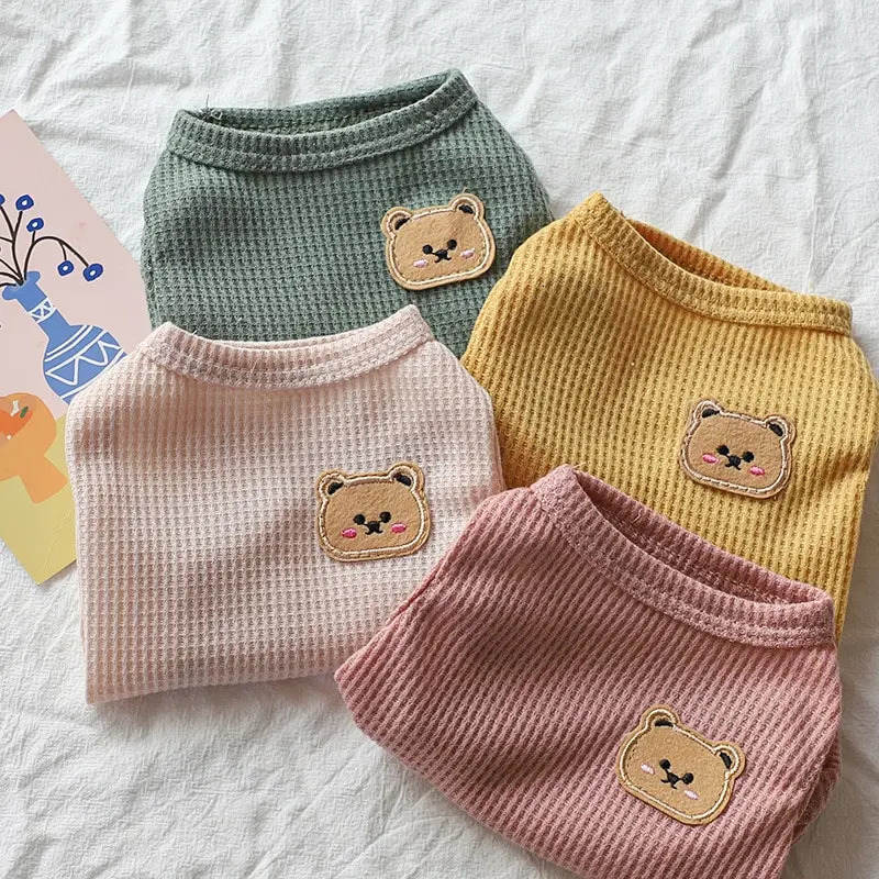 1pc Green Bear Vest Pet Dog Clothes Cat Solid Tshirt Clothing Dogs Thin Small Fashion Chihuahua Summer Breathable 250711