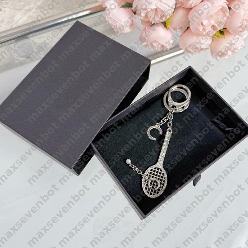 Designers Keychain For Women Mini Racket Diamond Keychains Luxury Bag Charm Gold Silver Womens Fashion Keyring Deer Purse Charm Key Chain With Box