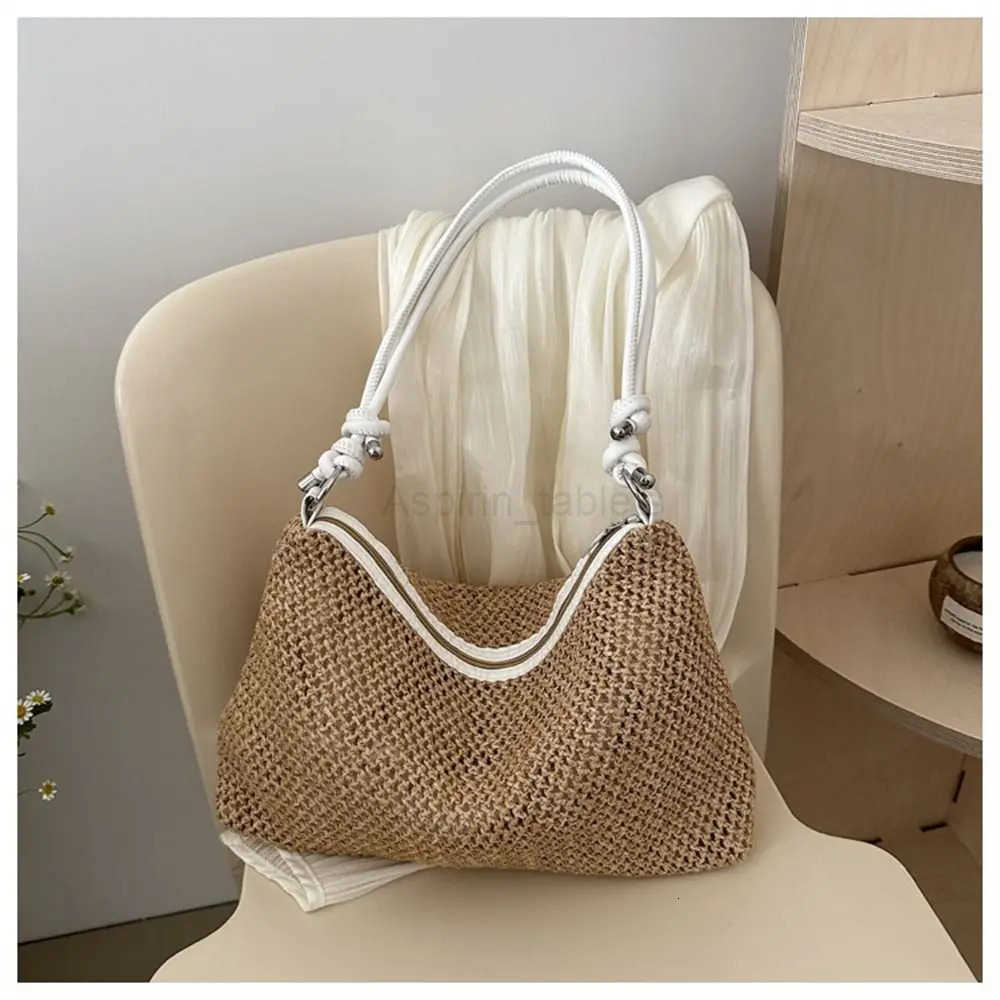 Handmade Braid Straw Bag Large Capacity Summer Beach Shoulder Bag Women Girls Fashion Handbag Rattan Woven Tote Bag for Ladies M250716