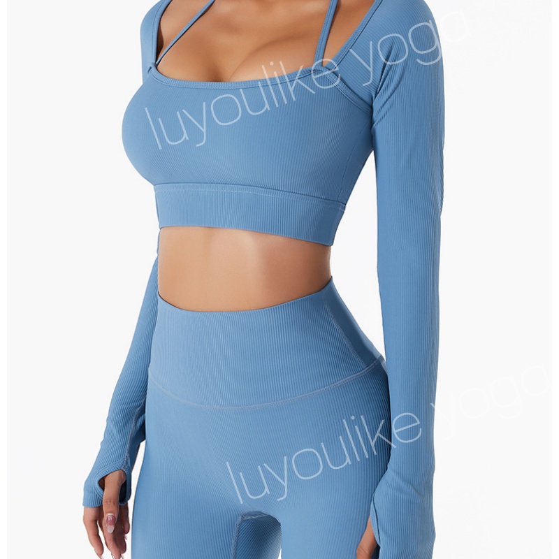 O124 Women Yoga Suits Sports Shirts+Shorts Set Long Sleeve Yoga Shirts Shorts Quick Dry Sweatshirt Boxer-style Sets
