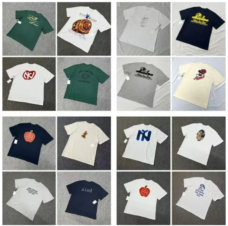 Men's T-shirt designer T-shirt Printing Leons Dore Loose Casual Cotton Short Sleeve Couple Summer loose trend i Dark Blue Dark Green French Grey Bx S-XL