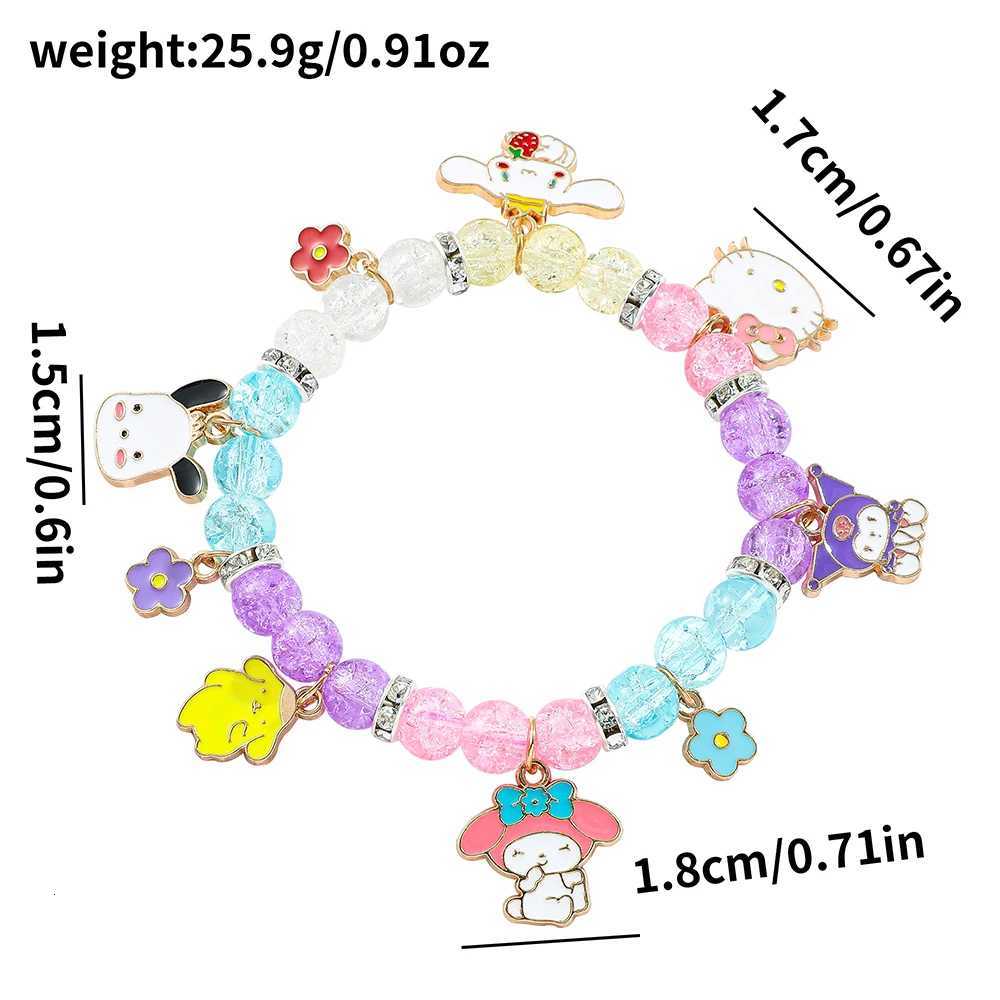 Sanrio Charms Beaded Bracelet Cartoon Kuromi Melody Cinnamon Hello Kitty Girls Bracelet Decorative Holiday Gifts w250716