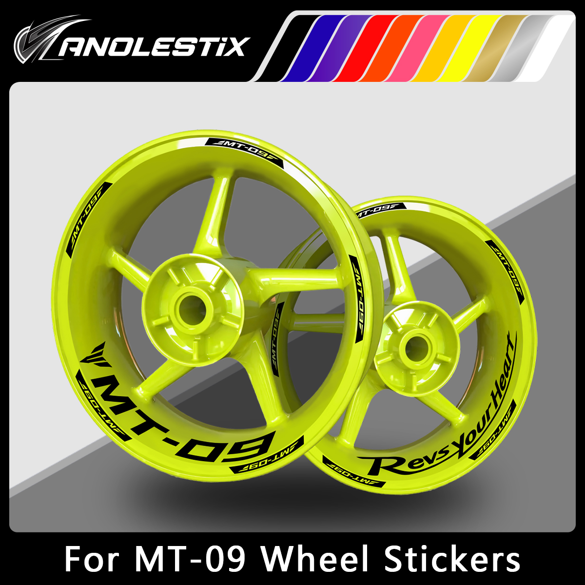 AnoleStix Reflective Motorcycle Wheel Sticker Hub Decal Rim Stripe Tape For YAMAHA MT-09 MT09