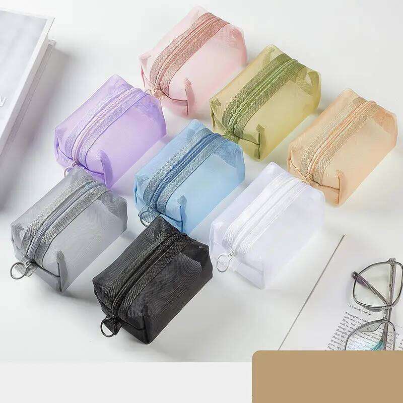 Mini Clear Nylon Mesh Cosmetic Cute Women Small Lipstick Makeup Bags Pouch Data Line Key Earphone Organizer Case X250716