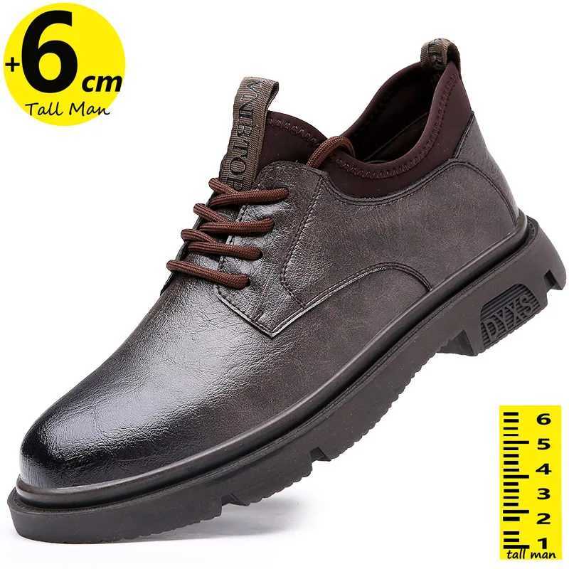 Business Men Oxford Leather Elevator Shoes Lift Sole Man Height Increase Insole 6CM Office Daily Life British W250716