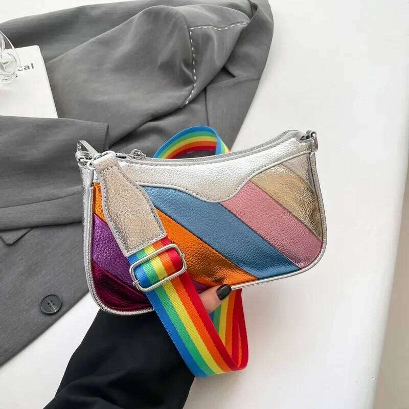 Women Design Crossbody Shoulder Bags PU Leather Female Vintage Solid Color Messenger Bag Small Striped Handbag R31