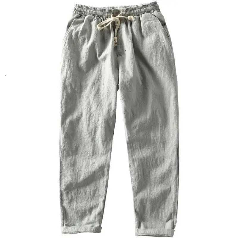 New Minimalist Casual Mens Linen Pants with Loose and Breathable Drawstring Made of Cotton and Linen Material Trendy for Young y250716