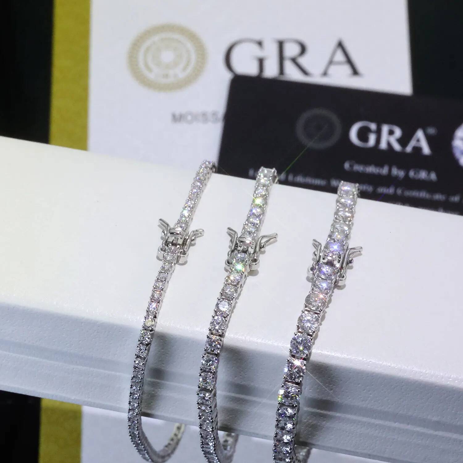 ESKEEM 925 Silver VVS Moissanite Tennis Bracelet 2/3/4/5 MM Iced Out Diamond Tennis Chain Pass GRA Diamond Test In Stock