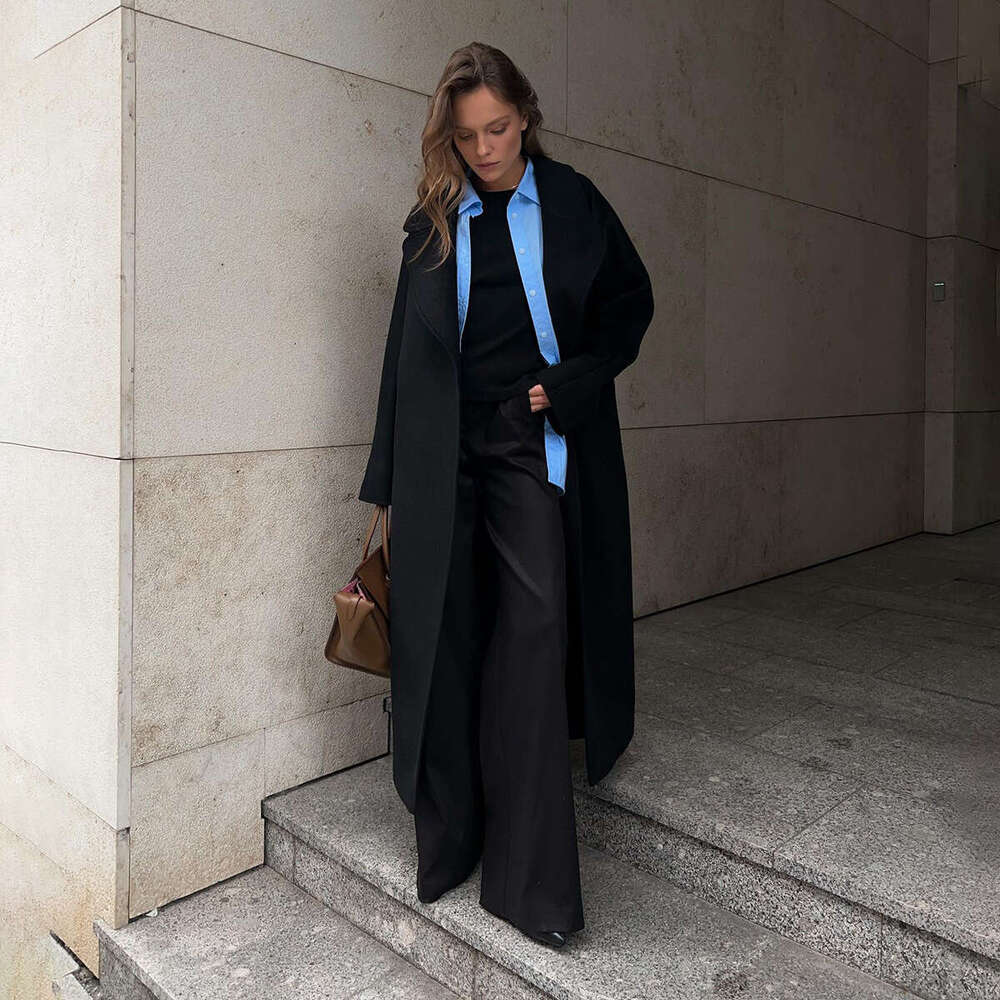 Women Autumn And Winter Loose Raglan Sleeve Wool Double-Sided Woolen Melad Coat B5
