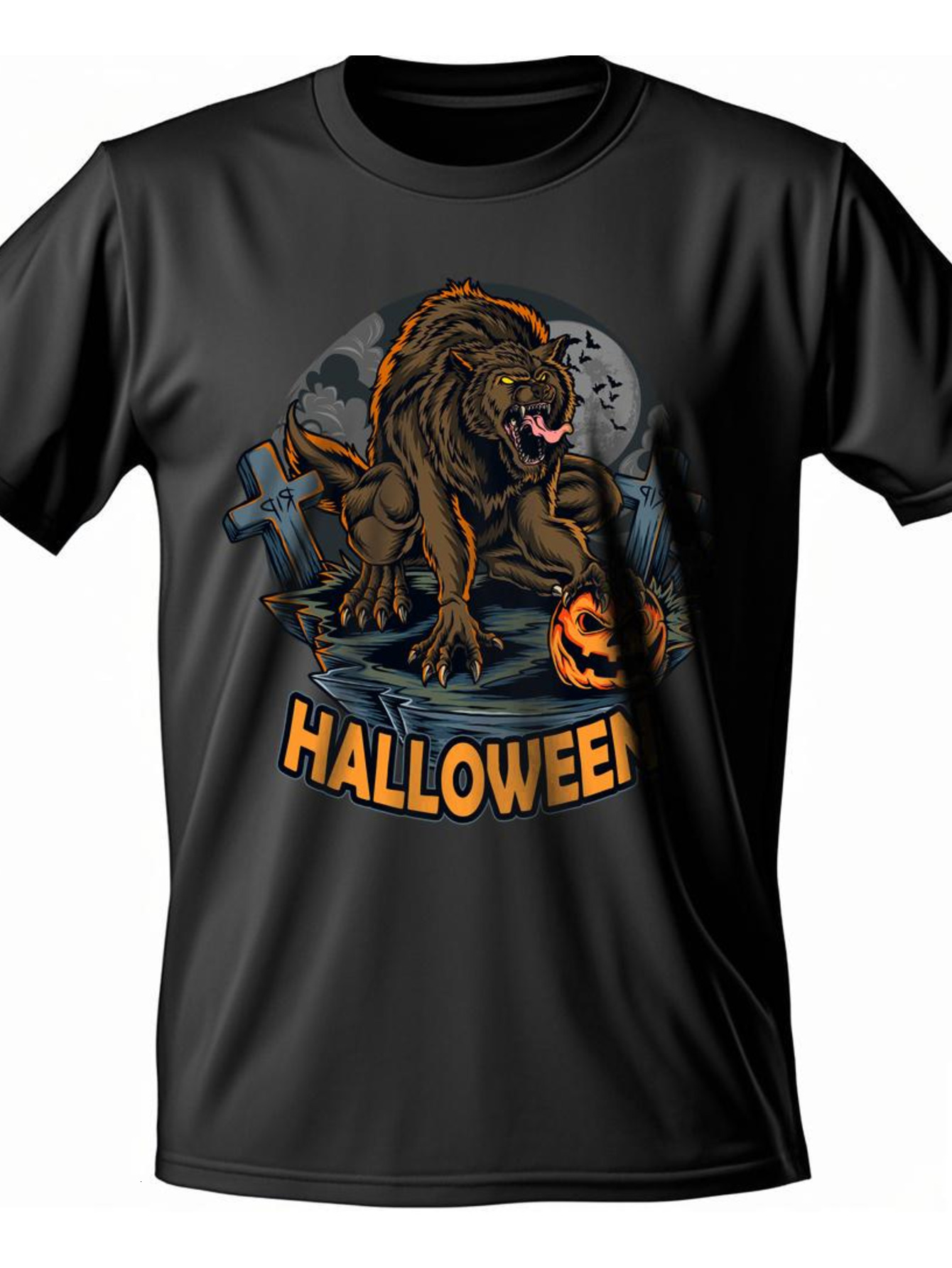 VogueEpoch Round collar 180g Cotton T Shirts Men S-3XL Adult White Short sleeve Graphics black Halloween Wed 3f