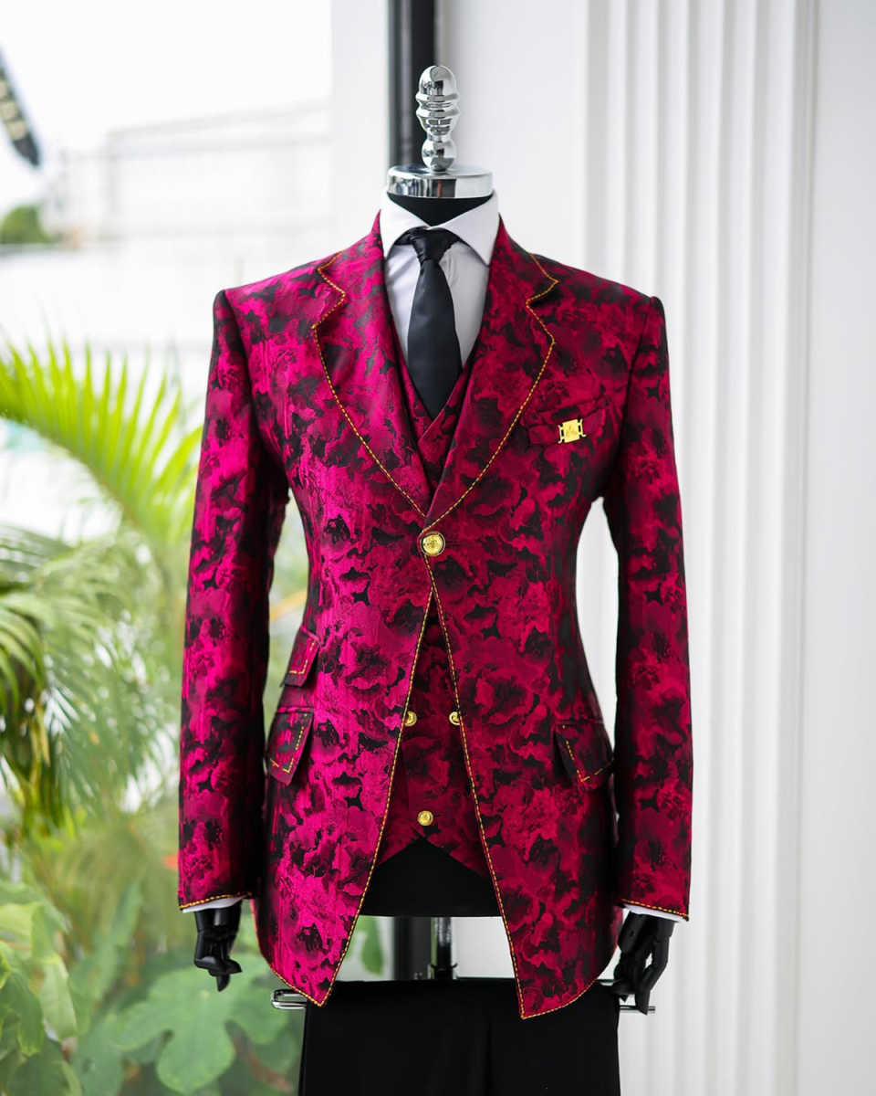 Jacquard Wedding Men Suits New Fashion Suit Fit Slim Tailor-Made Groom 3-PCS Coat Vest Pant Formal Occasions Party Customized M253451