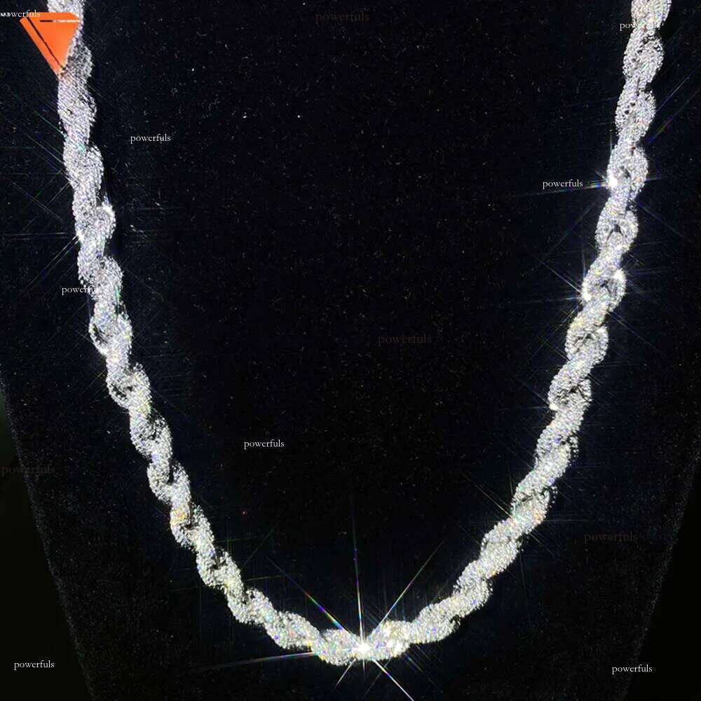 New Arrival Fashion Jewelry Popular White Gold Plated S Iced Out 8mm Vvs Moissanite Hip Hop Rope Chain Necklace for Men