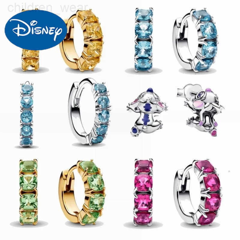 Disney New Shiny Blue and Yellow Hoop Earrings Seaside Heart Earrings Original Jewelry Gift for Women 2025 W20250716