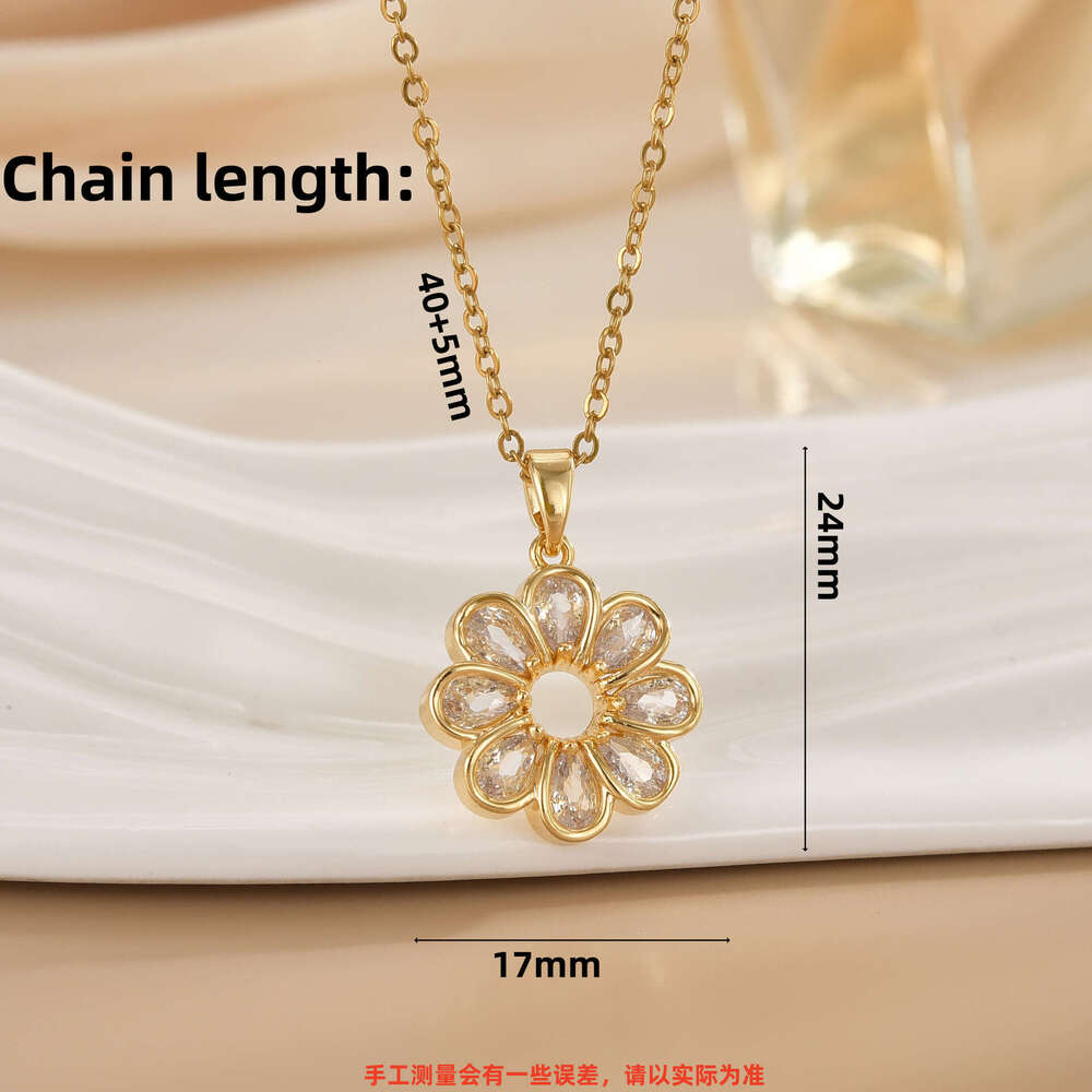 New Flower Titanium Steel Necklace For Women, Non-Fading, Ins Style, Niche Light , Internet Celebrity Live Streaming Jewelry 24C