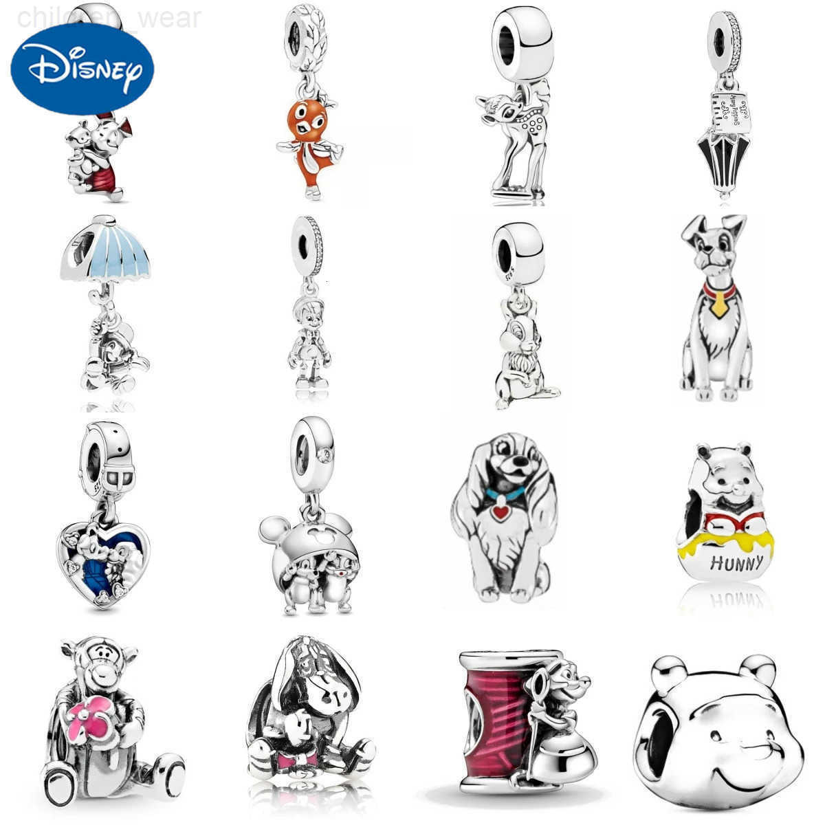 Disney Series Charms Silver 925 Original Fit Bracelet Eeyore Piglet Tigger Pinocchio Tramp Beads Charm For Women Jewelry W20250716