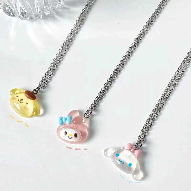 Sanrio Kawaii Cinnamoroll Melody Kuromi Necklace Clavicle Chain Adjustable Pendant Accessories Girls Toy Gift w250716