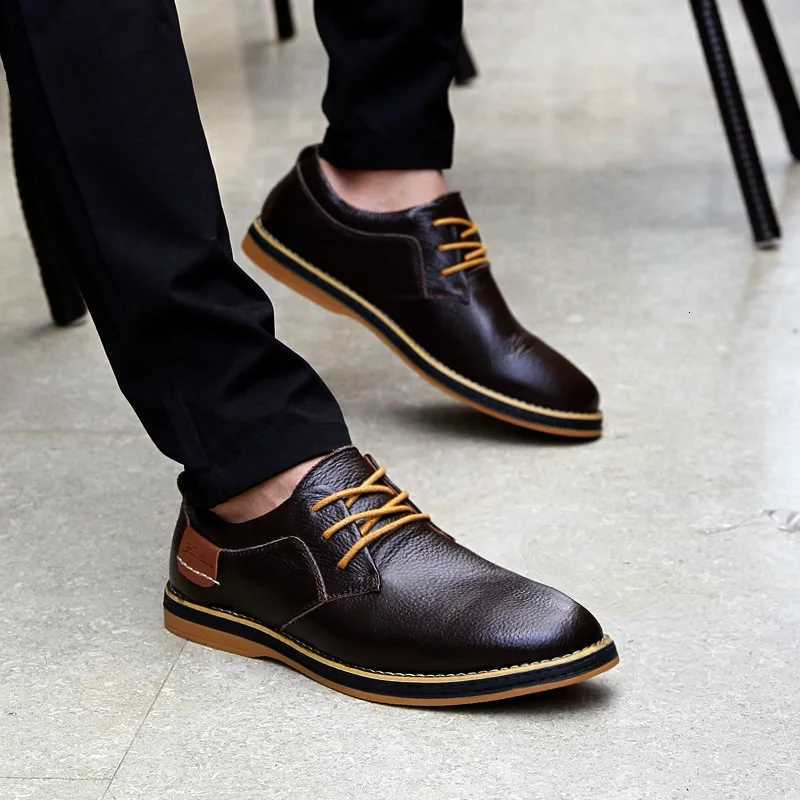 New Spring Autumn Fashion Men Shoes Men Leather Oxfords Shoes Casual Lace-up Formal Business Wedding Dress Shoes Big Size 38-48 W250716