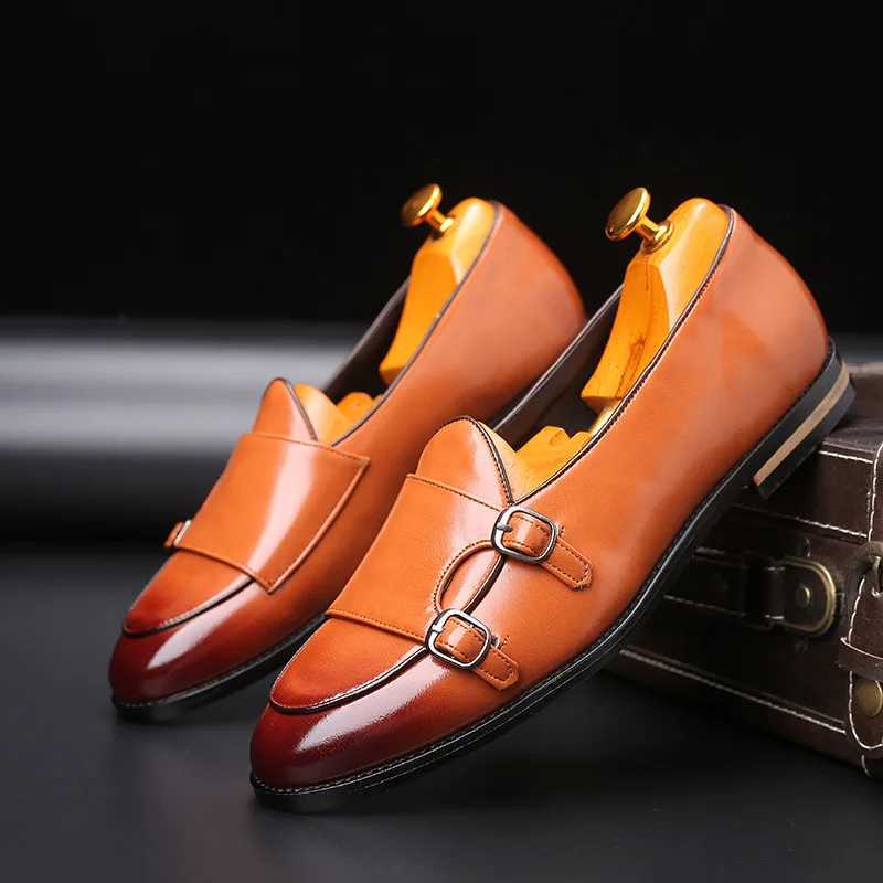 movechain Mens Casual Leather Shoes Wedding Party Shoes Fashion Men Slip-on Buckle Shoe Mens Loafers Moccasins Driving Flats W250716
