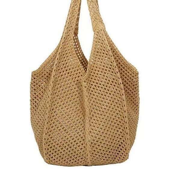 Summer Trend New Woven Women's Handbag Fashionable Stylish Shoulder Mesh Beach Travel Straw Bag