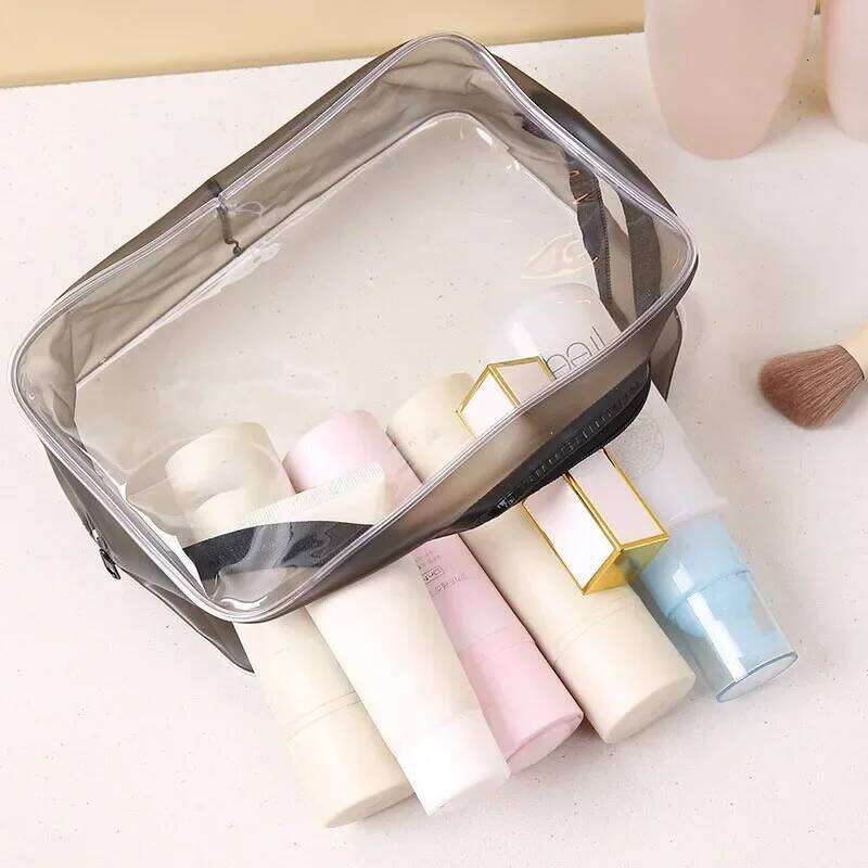 1PCS Travel Organizer Bath Toiletry Wash Storage Case Black Red Blue Zipper Clear Makeup Bags Pouch Women's Cosmetic Bag X250716