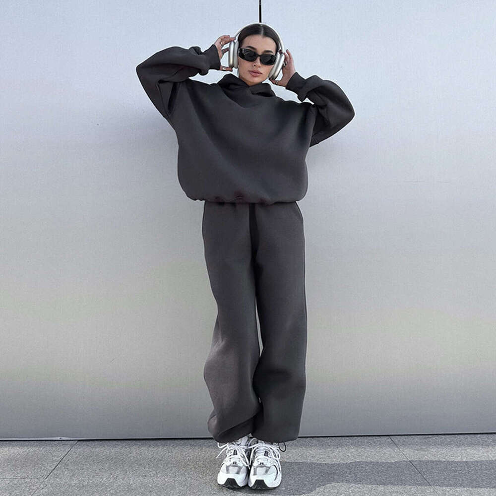 Autumn Winter New Women's Casual Comfortable Sports Style Hoodie And Jogger Pants Sweatshirt Set B5