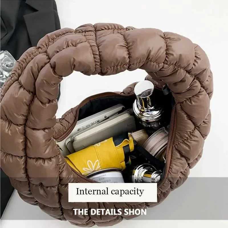 Quilted Embroidered Thread Womens Bag Pleated Cloud Mini Handbags Down Padded Lightweight Clutch Bag Cotton Small Shoulder Bags