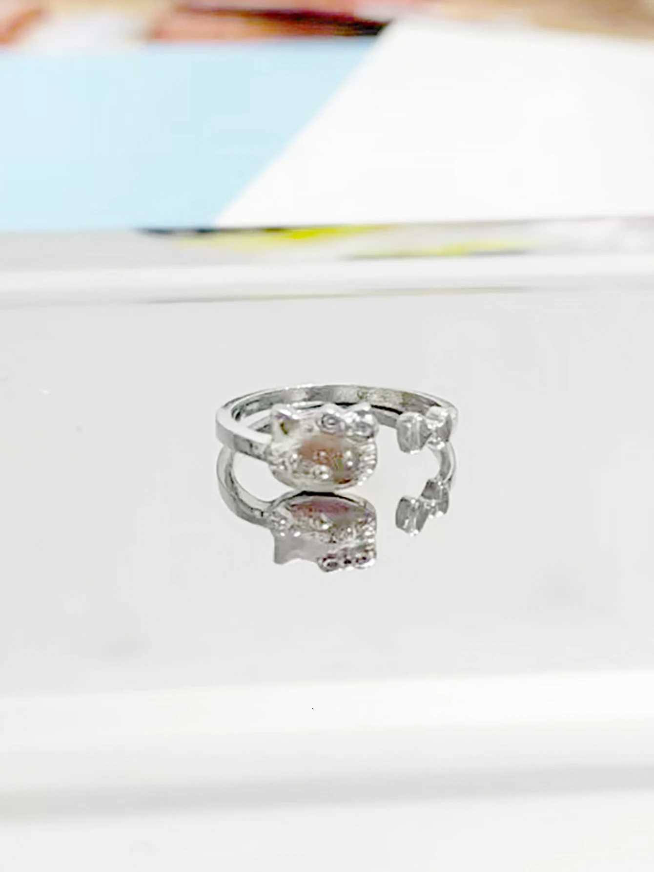Sanrio 1pcs Kawaii Hello Kitty Adjustable Finger Rings Anime Y2K Items Accessories Cartoon Jewelry for Girls Toy Gifts w250716