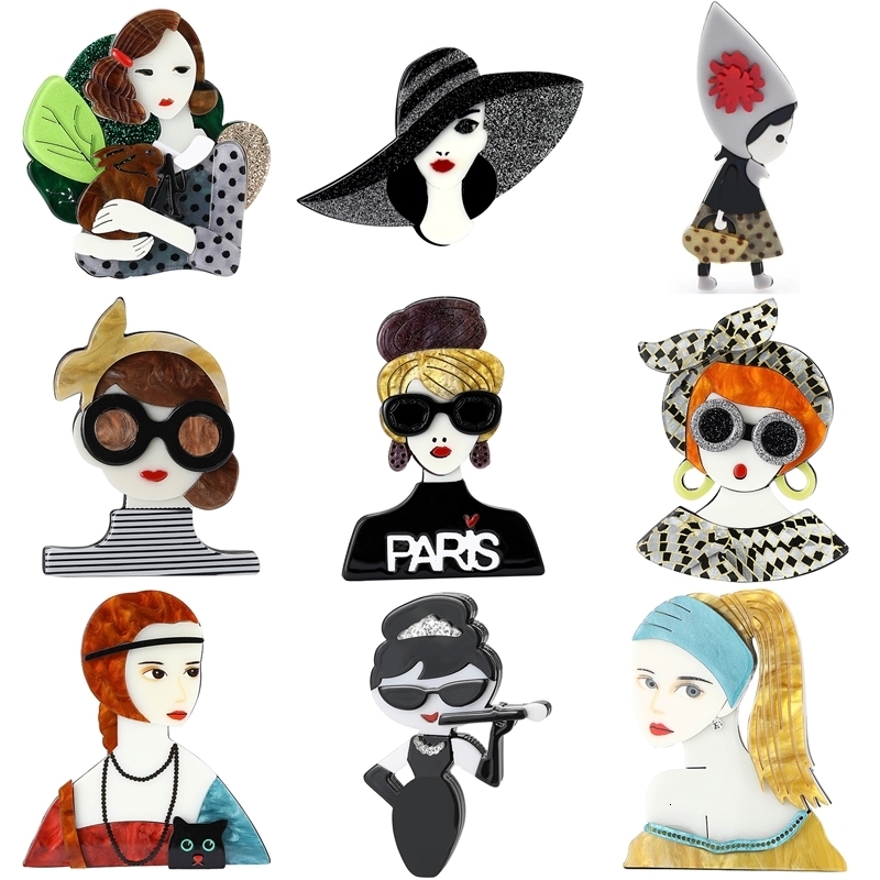 Acrylic Girls Brooches for Women Unisex Character Face Pins Office Party Friend Gifts Jewelry Accessories 250625